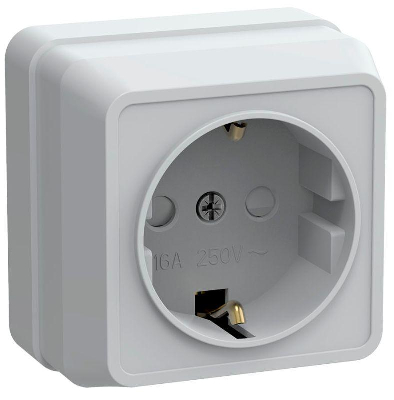 Розетка 1-м ОП Октава 16А РСш20-3-ОБ защ. шторки с заземл. IP20 бел. ИЭК ERO14-K01-16-DC