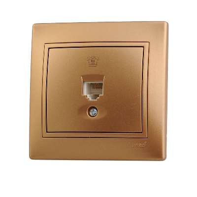 Розетка телефонная 1-м СП Мира RJ11 метал. зол. Lezard 701-1313-137