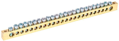 Шина PEN "земля-ноль" 8х12мм 24/2 (24группы/крепеж по краям) ИЭК YNN21-24-100