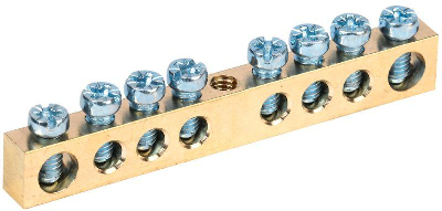 Шина PEN "земля-ноль" 6х9мм 8/1 (8групп/крепеж по центру) ИЭК YNN10-08-100