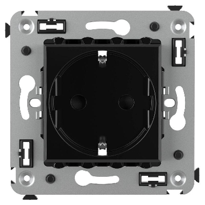 Розетка СП 3п 2P+E Avanti "Черный квадрат" защ. шторки DKC 4402003