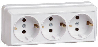 Розетка 3-м ОП Октава 16А РС23-3-ОБ с заземл. бел. ИЭК ERO31-K01-16-DC