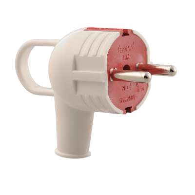 Вилка электрич. с ручкой с заземл. бел/красн. Lezard 715-0201-602