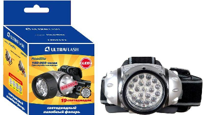 Фонарь налобный LED 5353 (19LED 4 режима; 3хR03 метал.) Ultraflash 10262