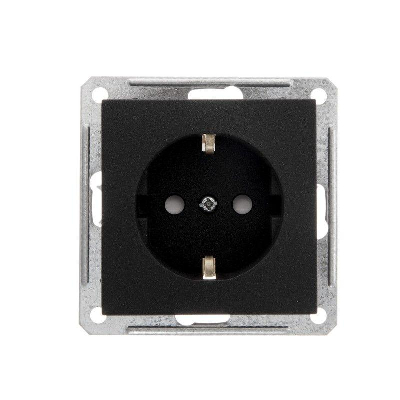 Механизм розетки 1-м СП W59 16А защ. шторки с заземл. чер. бархат SchE RS16-152-6-86 (РС16-152-6-86)