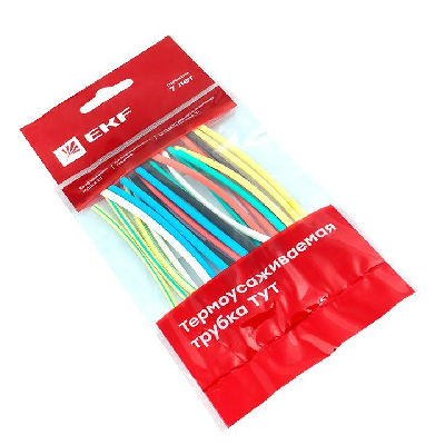 Набор трубок термоусадочных тонкостен. 2/1 (7 цветов по 3шт 100мм) EKF tut-n-2