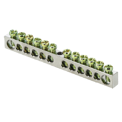 Шина PEN "ноль-земля" 6х9 12 отв. никель крепеж по центру PROxima EKF sn1-63-12