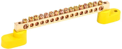 Шина PE "земля" ШНИ-6х9-16-У2-Ж на двух угловых изоляторах ИЭК YNN10-69-16C2-K05