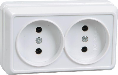 Розетка 2-м ОП Октава 10А IP20 без заземл. бел. ИЭК ERO20-K01-10-DC