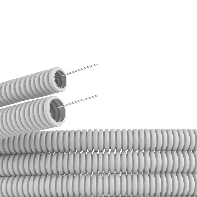 Труба гофрированная ПВХ d32мм тяжелая с протяж. сер. (уп.25м) DKC 91532