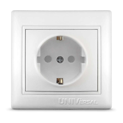 Розетка 1-м СП Севиль защ. шторки с заземл. бел. UNIVersal С0049
