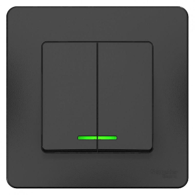 Выключатель 2-кл. СП BLANCA (сх.5) 10А 250В с подсветкой антрацит SchE BLNVS010516