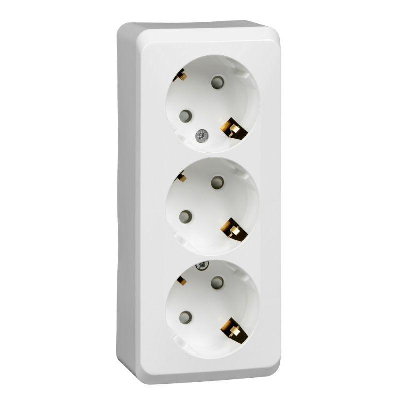 Розетка 3-м ОП Этюд 16А 250В защ. шторки с заземл. бел. SchE PA16-012B