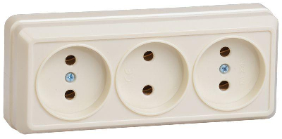 Розетка 3-м ОП Октава 10А IP20 без заземл. крем. ИЭК ERO30-K33-10-DC