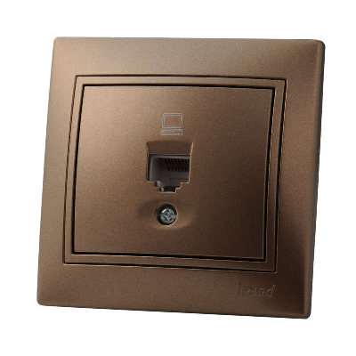 Розетка компьютерная 1-м СП Мира RJ45 свет. корич. перламутр Lezard 701-3131-139