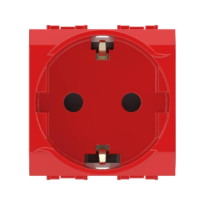 Розетка 1-м СП Brava 2мод. защ. шторки с заземл. красн. DKC 76482R