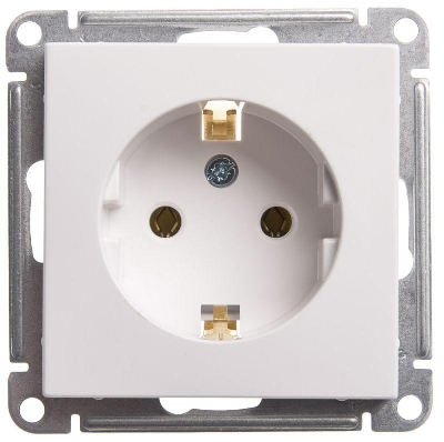 Механизм розетки W59 16А без защ. шторок с заземл. бел. SchE RS16-154-1-86