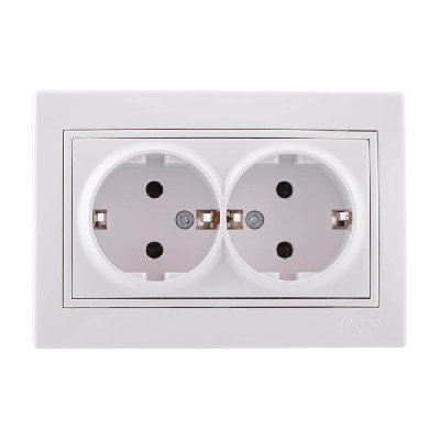Розетка 2-м СП Мира керам. с заземл. бел./бел. Lezard 701-0202-127