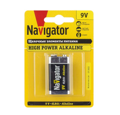 Элемент питания алкалиновый "крона" 94 756 NBT-NE-6LR61-BP1 (блист.1шт) Navigator 94756