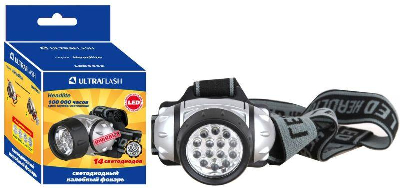 Фонарь налобный LED 5352 (14LED 4 режима; 3хR03 метал.) Ultraflash 10261