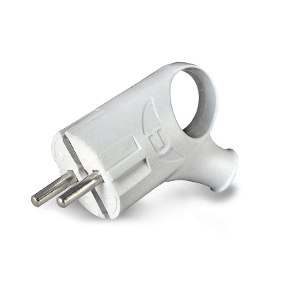 Вилка электрич. с заземл. угл. с ушком бел. 16А 250В (еврослот) UNIVersal А112