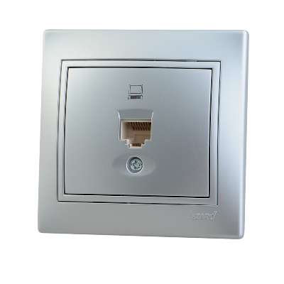 Розетка компьютерная 1-м СП Мира RJ45 метал. сер. Lezard 701-1010-139