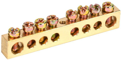 Шина PEN "земля-ноль" 8х12мм 8/1 (8групп/крепеж по центру) ИЭК YNN20-08-100