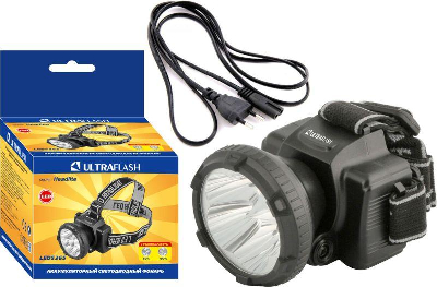 Фонарь налобный аккумуляторный LED 5365 (220В 5LED 2 режима; черн.) Ultraflash 11648