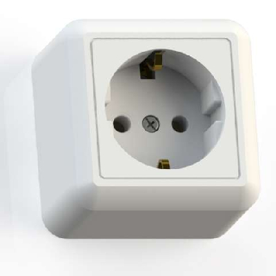 Розетка 1-м ОП Оптима РА16-376 16А (в компл. с монтажной пластиной) с заземл. бел. Кунцево 8007