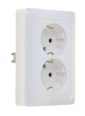 Розетка 2-м СП Хит 16А 250В без защ. шторок с заземл. бел. SchE RS16-236-B