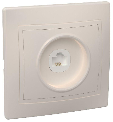 Розетка телефонная 1-м СП Кварта РТ10-ККм IP20 крем. ИЭК ETK10-K33-DM