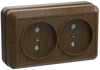 Розетка 2-м ОП Октава 10А IP20 без заземл. дуб ИЭК ERO20-K04-10-DC