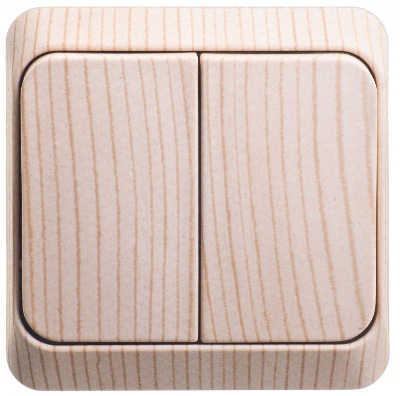 Выключатель 2-кл. ОП Этюд Дача 10А IP20 с индик. сосна SchE BA10-006D