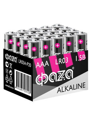 Элемент питания алкалиновый LR03 Alkaline Pack-20 (уп.20шт) ФАZА 5028128