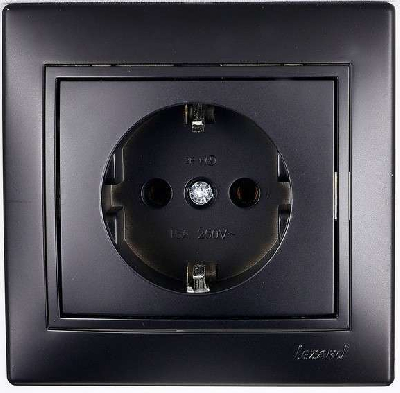 Розетка 1-м СП Мира керам. с заземл.черн. бархат LEZARD 701-4242-122