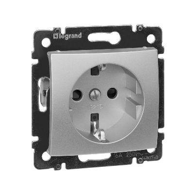 Механизм розетки 1-м СП Valena защ. шторки с заземл. алюм. Leg 770121