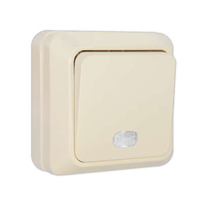 Выключатель 1-кл. ОП Олимп 10А IP20 с индик. беж. Universal Б-О0121