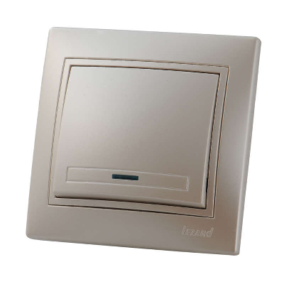 Выключатель 1-кл. СП Мира 10А IP20 с подсветкой жемчуж. бел. перламутр LEZARD 701-3030-111