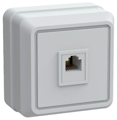 Розетка телефонная 1-м ОП Октава РТ20-ОБ IP20 бел. ИЭК ETO10-K01-DC