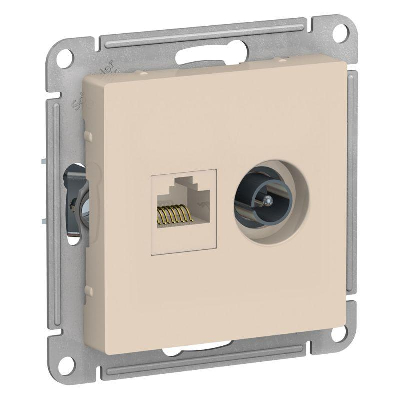 Механизм розетки 2-м ATLAS DESIGN комп. RJ45 кат.5E+TV беж. SchE ATN000289