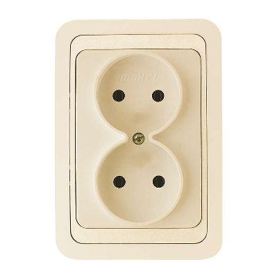Розетка 2-м СП Mimoza 16А IP20 без заземл. крем/крем. Makel 25017