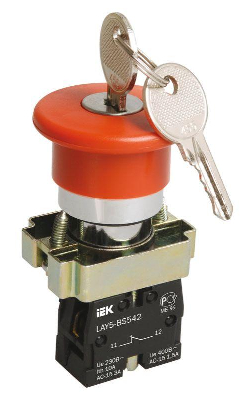 Кнопка LAY5-BS142 "Грибок" с ключом красн. 1з+1р ИЭК BBG50-LAY5-K04