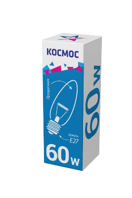 Лампа накаливания Свеча 60Вт E27 прозр. Космос LKsmSCnCL60E27v2