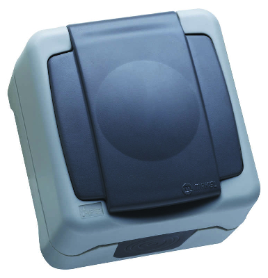 Розетка 1-м ОП 16А IP44 с защ. крышкой с заземл. сер. Makel 36064099