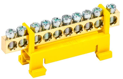 Шина PE "земля" на DIN-изол. "Стойка" ШНИ 6х9-10-С-Ж ИЭК YNN10-69-10P-K05