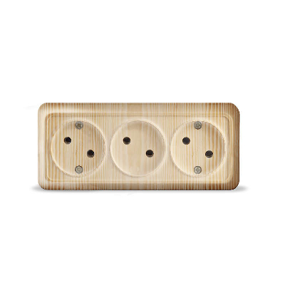 Розетка 3-м ОП Олимп без заземл. сосна UNIVersal 1172