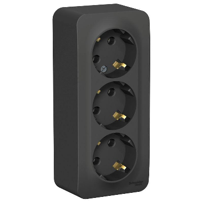 Розетка 3-м ОП BLANCA 16А 250В без шторок c заземл. изол. пласт. антрацит SchE BLNRA010316