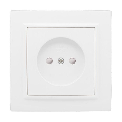 Розетка 1-м СП Минск 10А защ. шторки без заземл. бел Basic EKF ERR10-022-100