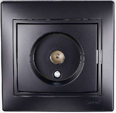 Розетка TV СП Мира проходная черн. бархат LEZARD 701-4242-129