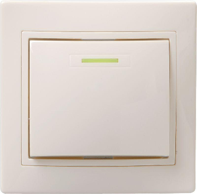 Выключатель 1-кл. СП КВАРТА с инд. 10А IP20 ВС10-1-1-ККм крем. ИЭК EVK11-K33-10-DM